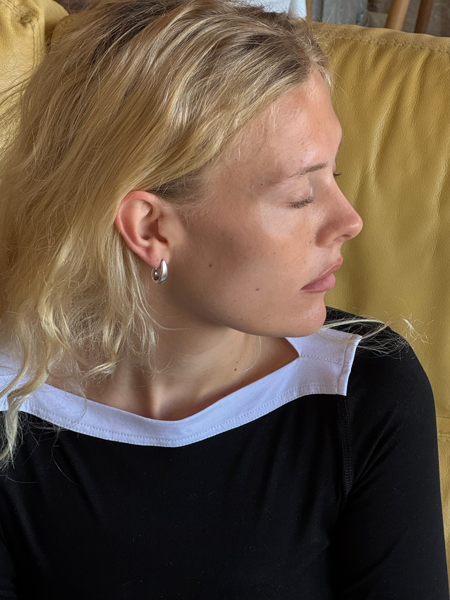 Silver hoop earrings women minimalist everyday