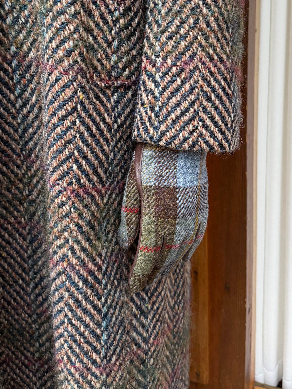 Wool Gloves, Blue Tartan