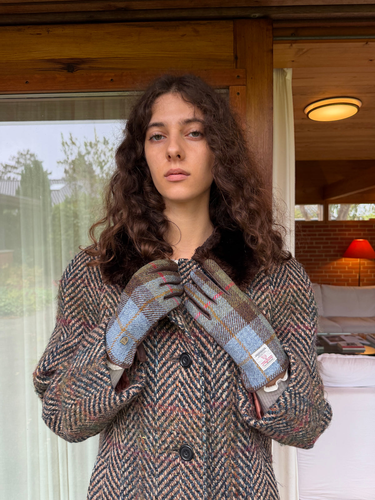 Wool Gloves, Blue Tartan