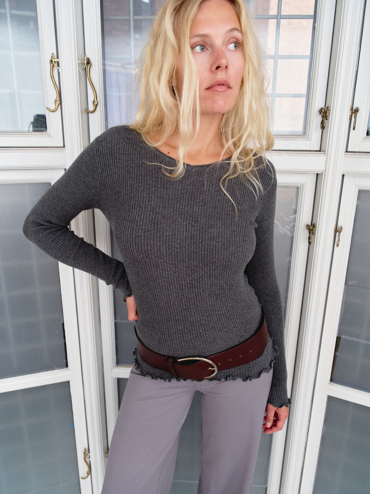 Bella Longsleeve, Grey (Launching Monday September 7 at 8pm)